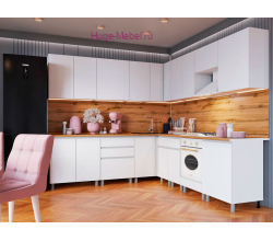 Угловая кухня 260х240 см "Плейона" белая