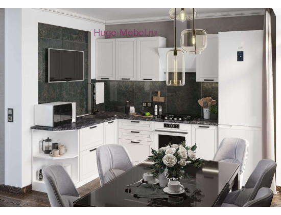 Белая угловая кухня 190х220 "Альфа"