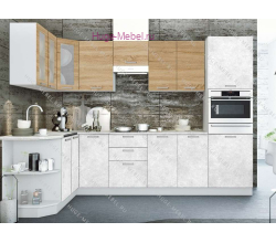 Угловая кухня 170 х 290 "Бетон белый +сонома"