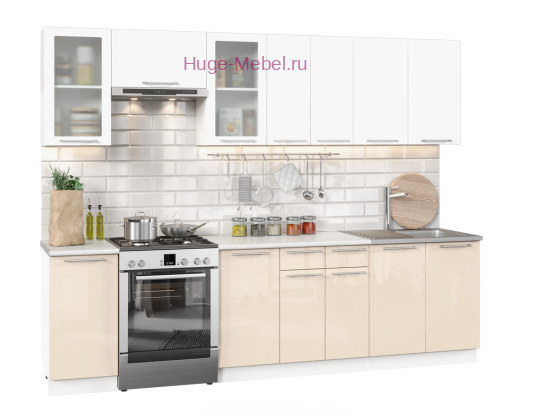 Кухня 2.8 метра "Ксения ваниль/белый"