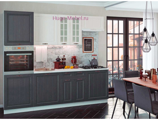 Кухня "Мария 260 графит+белый"