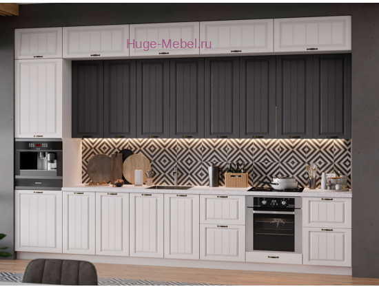 Кухня 3.8 метра "Мария" высотой 2.7 белый+графит