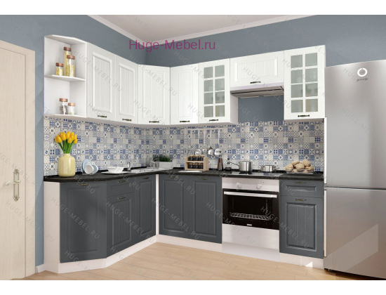 Угловая кухня 170х240 "Мария графит +белый"