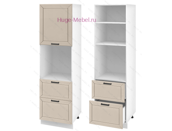 Пенал кухонный с нишей и ящиками 600 Альфа (брюле)