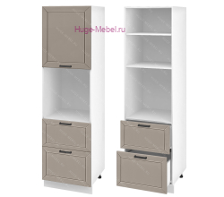 Пенал кухонный с нишей и ящиками 600 Альфа (латте)