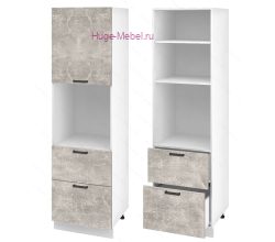 Пенал кухонный с нишей и ящиками 600 Пасаденна (ателье светлое)