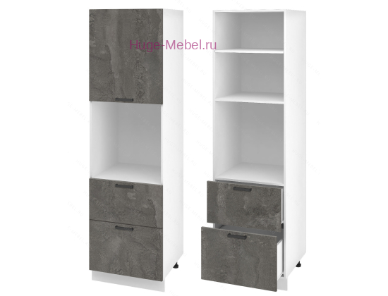 Пенал кухонный с нишей и ящиками 600 Пасаденна (железный камень)