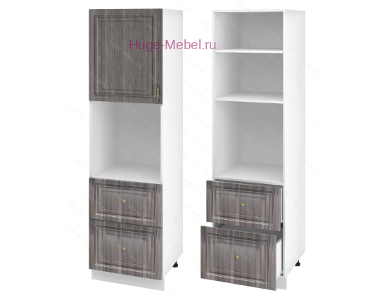 Пенал кухонный с нишей и ящиками 600 Юлия (сандал серый)