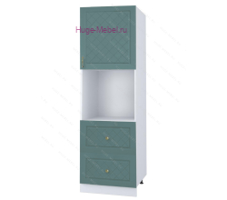 Пенал кухонный с нишей и ящиками 600 Модена (дуб бирюза)