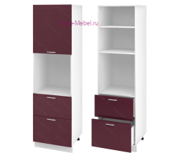 Пенал кухонный с нишей и ящиками 600 Ксения (бордо)