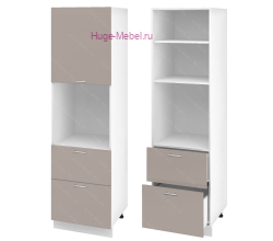 Пенал кухонный с нишей и ящиками 600 Ксения (кофе с молоком)