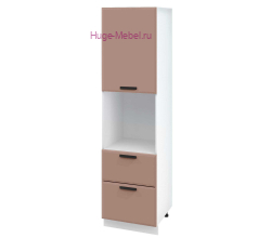 Пенал кухонный с нишей и ящиками высокий 600 Призма (мокко супермат)