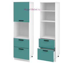 Пенал кухонный с нишей и ящиками 600 Призма (бриз супермат)