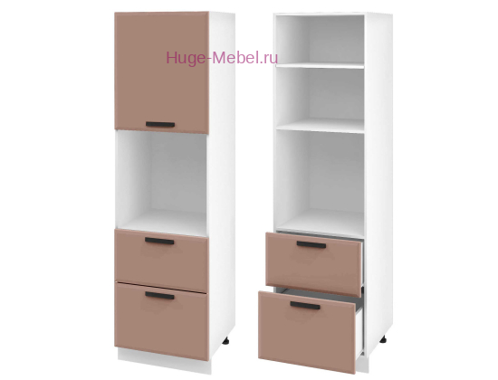 Пенал кухонный с нишей и ящиками 600 Призма (мокко супермат)