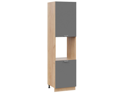 Пенал кухонный высокий с нишей 600 Катрин (софт графит) корпус крафт Пенал кухонный высокий с нишей 600 Катрин (софт графит) корпус крафт