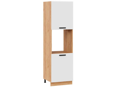 Пенал кухонный напольный с нишей 600 Призма (белый супермат) корпус крафт