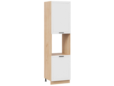 Пенал кухонный высокий с нишей 600 Альфа (белый) корпус крафт Пенал кухонный высокий с нишей 600 Альфа (белый) корпус крафт