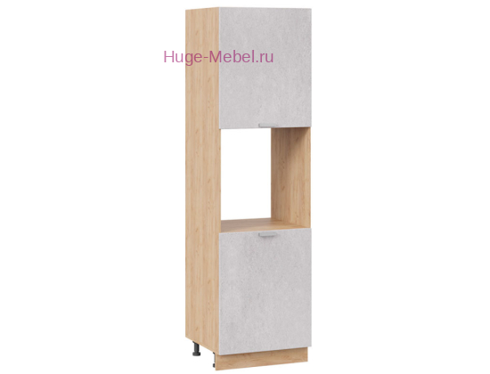 Пенал кухонный напольный с нишей 600 Бетон (бетон белый) корпус крафт