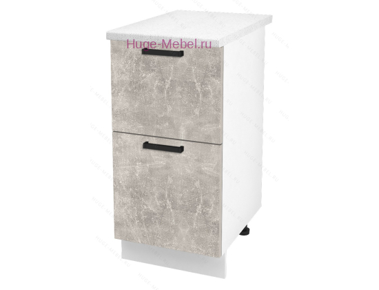 Нижний шкаф кухонный с двумя ящиками 400 Пасаденна (ателье светлое)