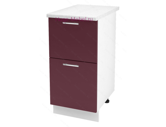 Нижний шкаф кухонный с двумя ящиками 400 Ксения (бордо)