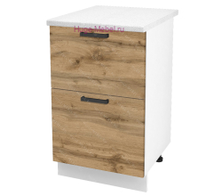 Нижний шкаф кухонный с двумя ящиками 500 Пасаденна (дуб вотан)