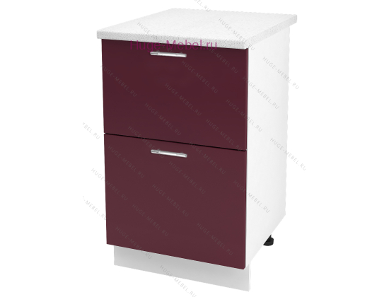 Нижний шкаф кухонный с двумя ящиками 500 Ксения (бордо)
