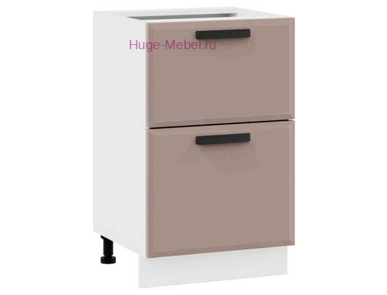 Нижний шкаф кухонный с двумя ящиками 500 Призма (мокко супермат)