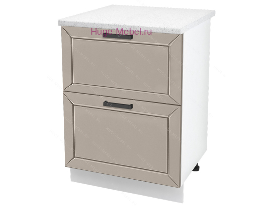 Кухонный шкаф под мойку 600 с двумя ящиками Альфа (латте)