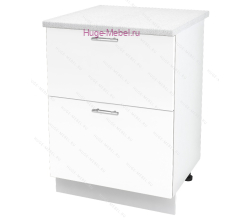 Нижний шкаф кухонный с двумя ящиками 600 Ксения (белый)