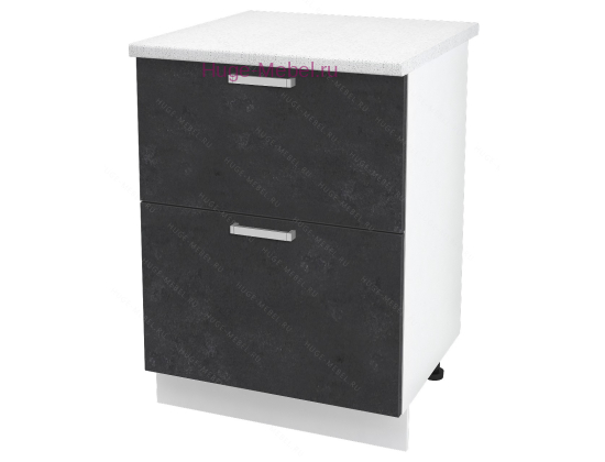 Кухонный шкаф под мойку 600 с двумя ящиками Бетон (бетон черный)