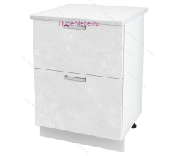 Нижний шкаф кухонный с двумя ящиками 600 Бетон (бетон белый)