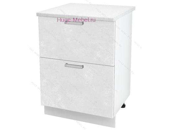 Кухонный шкаф под мойку 600 с двумя ящиками Бетон (бетон белый)