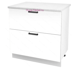 Нижний шкаф кухонный с двумя ящиками 800 Пасаденна (белый бриллиант)