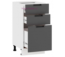 Кухонный шкаф нижний с тремя ящиками 400 Сахара (вулкан)