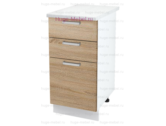 Кухонный шкаф нижний с тремя ящиками 400 Бетон (дуб сонома)