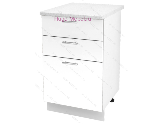 Кухонный шкаф нижний с тремя ящиками 500 Ксения (белый)