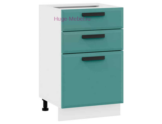 Кухонный шкаф нижний с тремя ящиками 500 Призма (бриз супермат)