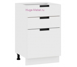 Кухонный шкаф нижний с тремя ящиками 500 Сахара (белый)