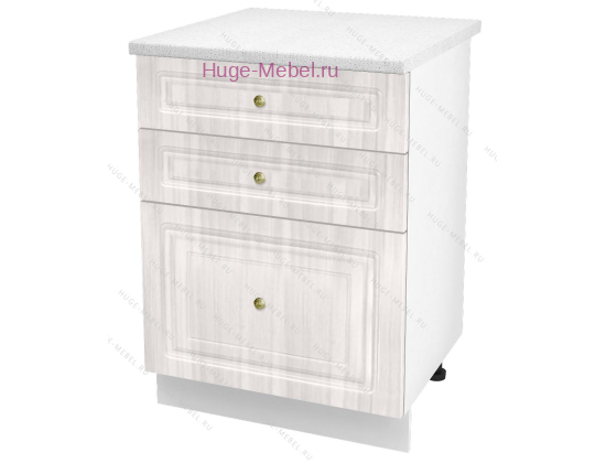Кухонный шкаф нижний с тремя ящиками 600 Юлия (сандал белый)