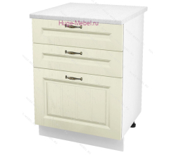 Кухонный шкаф нижний с тремя ящиками 600 Мария (крем)