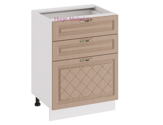 Кухонный шкаф нижний с тремя ящиками 600 Модена (дуб кофе)