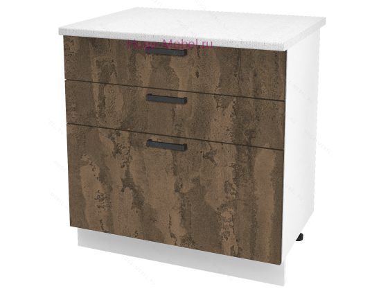 Кухонный шкаф нижний с тремя ящиками 800 Пасаденна (ржавый камень)