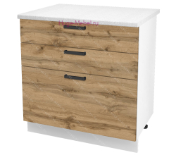 Кухонный шкаф нижний с тремя ящиками 800 Пасаденна (дуб вотан)