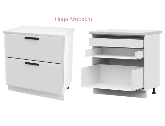 Кухонный шкаф нижний с внутренним ящиком 800 Призма (белый супермат)