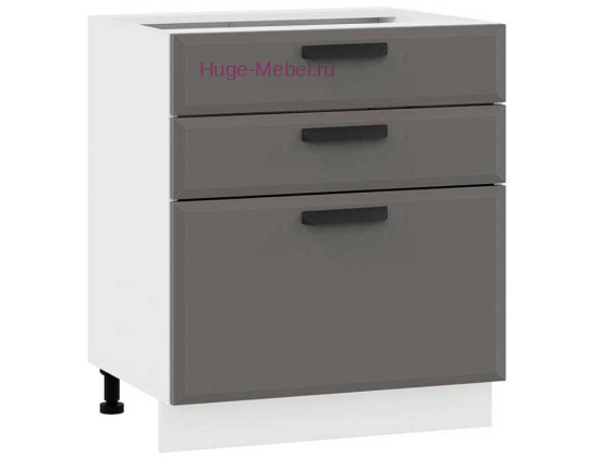 Кухонный шкаф нижний с тремя ящиками 800 Призма (асфальт супермат)