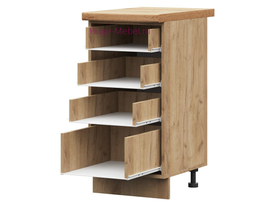 Корпус кухонного шкафа нижнего с 4 ящиками 400 ПВ (дуб крафт)