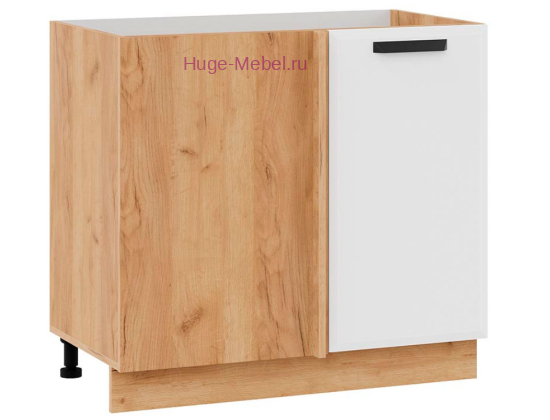 Шкаф кухонный угловой нижний 1000 Призма (белый супермат) корпус крафт