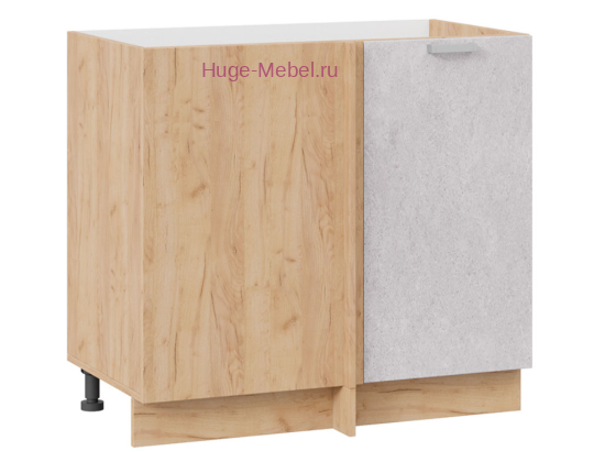 Шкаф кухонный угловой нижний 1000 Бетон (бетон белый) корпус крафт