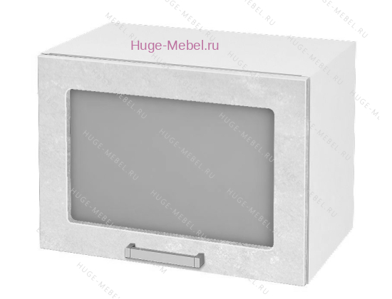 Горизонтальный кухонный стеклянный шкаф 500 Бетон (бетон белый)