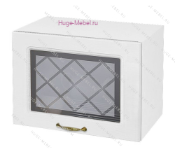 Горизонтальный кухонный стеклянный шкаф 500 Модена (дуб белый)